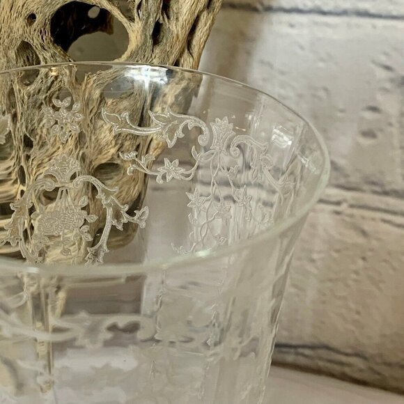 Vintage 40s Fostoria Navarre Etched Crystal Juice Glass - Picture 5 of 9